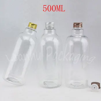 500ML Caurspīdīga Plastmasas Pudeles Alumīnija Vāciņu , 500CC Vannas Putu Šķidrums / Šampūns Iepakojumu Pudeles , Grims Sub-pudelēs