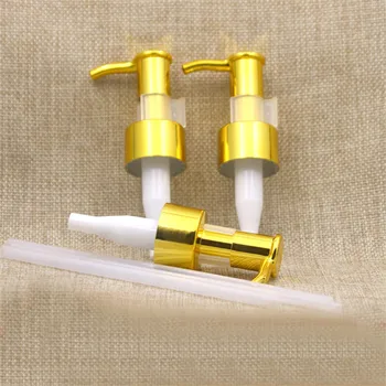 50GAB 24mm UV Spīdīgs Dzeltens zelts Eļļas sūkņa plastmasas pudeli, aksesuāri, kosmētika vāks uzpildāmas pudeles tīrīšanas eļļas tvertni