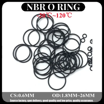 50gab NBR O Ring Eļļas, Hermētiķi Gasket Biezums CS 0,6 mm OD 1.8~26mm Automobiļu Nitrila Gumijas Apaļas Formas Koroziju Pretoties Mazgātājs
