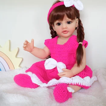55CM Jau Pabeidzis, Krāsotas Atdzimis Lelle Pilna Ķermeņa Silikona Betija Ūdensizturīgs Toddler Meitene Lelle Princese 3D Ādas Vairākiem Slāņiem
