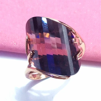 585 purpura, zelts modes jaunu ģeometriskā ruby gredzeni sievietēm Regulējams 14K rose gold luksusa klasiskās kāzu rotaslietas dāvanu