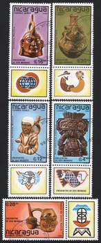 5gab/Set Nikaragva Pēc Markas 1988 Keramikas Podi Seno Relikvijas Izmantot Pēc Atzīmēti Pastmarkas Savākšanai