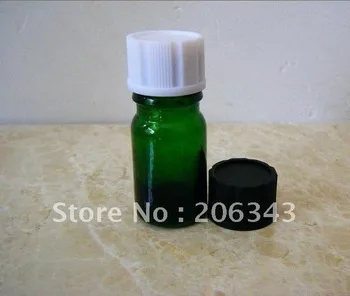 5ml zaļā ēteriskās eļļas pudele ar plastmasas vāciņu, lai cosmeticl iepakojums
