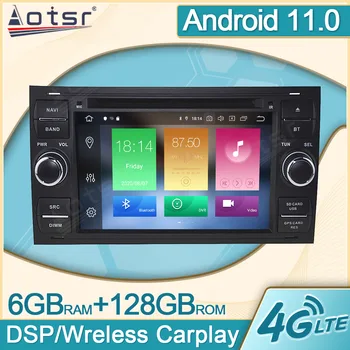 6+128G Android 11 Multivides Automašīnas Radio Atskaņotājs Ford Mondeo MK4 2006 2007 - 2010 GPS Navi Video Carplay DVD Galvas Vienības DPS 2Din
