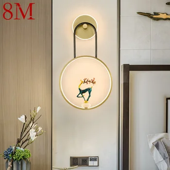 8M Ķīniešu Stilā Misiņa Sienas Lampas LED 3 Krāsas Vintage Radošais Briežu Sconce Gaismu Mājās, Dzīvojamās Istabas, Guļamistabas Gultas