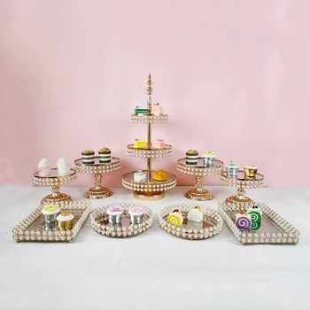 9pcs jaunu stilu augstas kvalitātes Pērle kūka kandidēt kāzu torte zelta krāsā