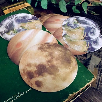 9Pcs/Maiss Vintage Zemes Mēness Apaļas Uzlīmes DIY Amatniecības Scrapbooking Albumu Junk Vēstnesis Plānotājs Dekoratīvās Uzlīmes