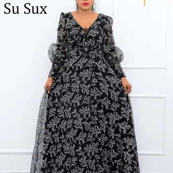 Acs Maxi Kleita Āfrikas Apģērbs, Sieviešu Drēbes, Balles V Kakla garām Piedurknēm Āfrikas Kleita Plus Izmēra 5XL Partyclub Vestidos Sieviete