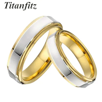 Alianse Mīļāko laulības pāris gredzeni, kāzu vīriešu un sieviešu zelta krāsā Eco Metāla titāna rotaslietas pirkstu gredzens