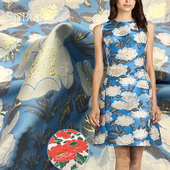 Amerikāņu stila luksusa liels ziedu metāla žakarda brokāta auduma apģērbs mētelis, kleita tissu tecido stoffen fabrc telas SP5436