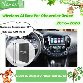 Android Mini Bezvadu AI Rūtiņu Chevrolet Cruze 2016-2020 Qualcomm Uzcelta Carplay Auto Smart Box Google, YouTube, Netflix Video