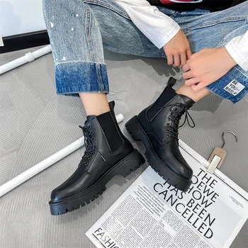 Anglijas stila vīriešu modes platformas zābaki, mežģīnes-up oriģinālo ādas kurpes, kovboju pavasara rudens boot skaists potītes botas hombre
