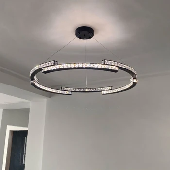 Apaļas formas Melnā Kristāla Lustra, LED Lampas, Dzīvojamās Istabas Apdare Maināms Cristal Hanglamp Guļamistaba Gaismas