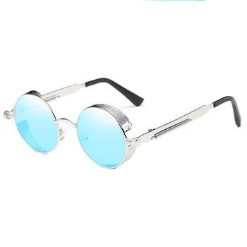 Apaļā Zīmola Dizainere Vīriešiem Retro Sieviešu Gothic Steampunk Saulesbrilles Pārskatāmi Redzēt cauri Saulesbrilles Oculos de sol UV400 Vintage