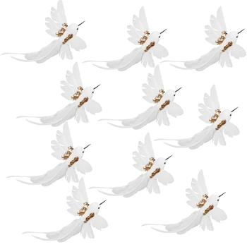 Apdare Kolibri Ornamentu, Apdare Aksesuārus 10pcs Kāzu svinības, Laivas Jaunu Simulācijas Spalvu Eglīšu Rotājumi Putnu
