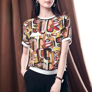 ar īsām piedurknēm sieviešu apdrukas T-krekls, Krekli vasaras sievietēm ar īsām piedurknēm Abstraktās glezniecības tees