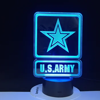 ASV Armijas Jaunu 3D LED Lampiņa ar Bateriju Darbināmas Krāsains, ar Tālvadības Vizuāla Gaismas Efektu Led Nakts Gaismas Lampas Dekoratīvās 3243