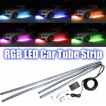 Auto Elastīgu Underglow Strip Gaismas LED Šasijas Remote /APP Kontroles RGB LED Neona Gaismas Auto Dekoratīvie Atmosfēras Lampas