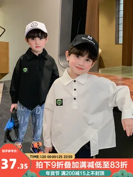 BB Zēnu Kokvilnas garām Piedurknēm Krekls Ir 2021. Jauno Pavasara un Rudens Bērniem, Bērnu korejiešu Stila Krekls Rietumu Stila Augšas