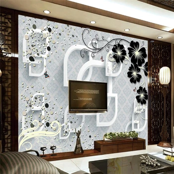 beibehang Custom Tapetes Māja Dekoratīvās Sienas Melnu Ziedu 3D Fona Sienu Eiropas Stila Modelis gleznojumi 3d tapetes