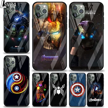 Brīnums Avengers Infinity Bruņu Logo Apple iPhone 12 11 XS-Pro Max Mini XR X 8 7 6S 6 Plus Rūdīts Stikls Telefonu Gadījumā