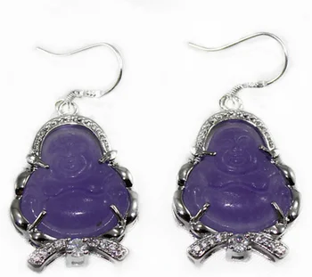 Budisma Stilā purple Jade Ar Budas Auskars