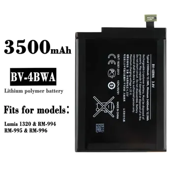 BV-4BWA 100% Oriģinālā Augstas Kvalitātes Rezerves Akumulatoru Nokia Lumia RM 1320-994-995-996 Mobilais Tālrunis 3500mAh Jaunāko Baterijas