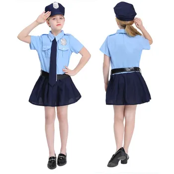 Bērniem Cosplay Policewoman Kostīms Bērniem, Meitenēm, Policists Vienotu Policijas Amatpersona Spēlē Purima Halloween Kostīms Meitenēm Dāvanu