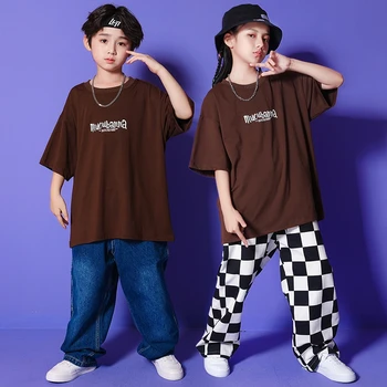 Bērniem Hip Hop Apģērbu Kpop Deju Tērpiem Grafiti T Streetwear Džinsa Bikses Meitene Zēns Koncerts Džeza Deju Kostīms