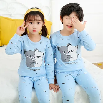 Bērniem Zēni Sleepwear Karikatūra Sleepwear Rudens Kokvilnas Naktsveļu Zēniem, Meitenēm Pidžamas Komplekts pusaudžu apģērbs, Bērnu Apģērbu Komplekts 2-12Y