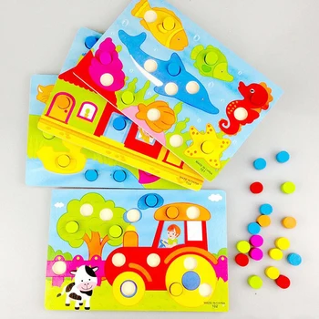 Bērnu Izglītības Pogu Mākslas Radošo Mozaīkas Rotaļlietas Kompozītu Attēlu Spēles un Puzzle Sēņu Nagu Zēns, Meitene, Rotaļlietas, Spēles Spēles Dāvanas