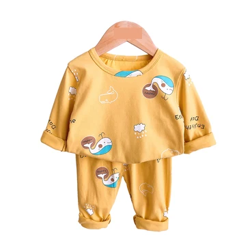 Bērnu Meitenēm Pidžamas Komplekti Rudens Jaunas Kokvilnas Bērnu Zēniem Sleepwears Drukāt Garām Piedurknēm Top + Bikses 2-Pce Uzvalks Bērnu Apģērbu Komplekts