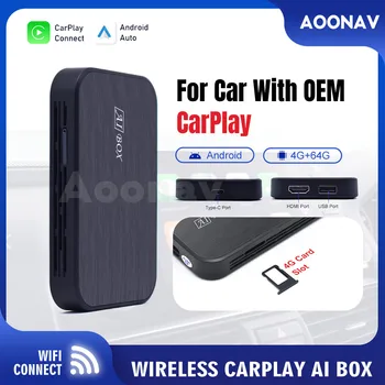 Carplay Ai Box Android 10.0 Lodziņā Auto Multimedia Player Jaunās Versijas 4+64G Bezvadu Apple Carplay Android Auto Google Tv Kastē