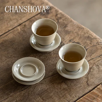 CHANSHOVA 30/40/50ml Ķīniešu stilā Glazūru Keramikas mazo kafijas tasi šķīvītis uzstādīt teacup uzstādīt Dzeramā Piederumi Ķīnas Porcelāna H413