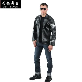 COS vīriešu rock jaka filmas varoni sērijas apģērbu melna PU motociklu jaka rock dziedātājs jaka