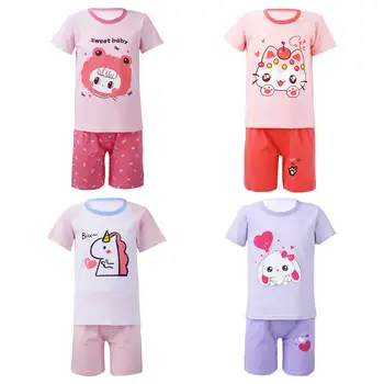 Cute Karikatūra Baby Meiteņu Drēbes, Uzstādīt Vasarā Jauni Bērnu Īsām Piedurknēm T-krekls Topi + Šorti Tērpiem Tracksuit Bērniem Apģērbs