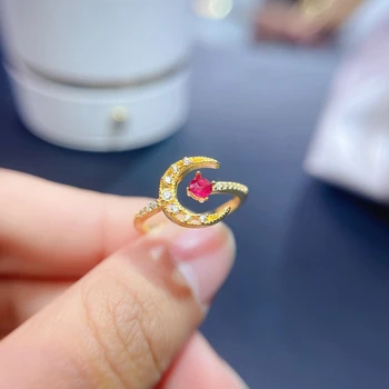 Dabas rubīna gredzens, 925 sudraba izsmalcināts stils, vislabāk pārdotā kvalitātes, klasiska stila