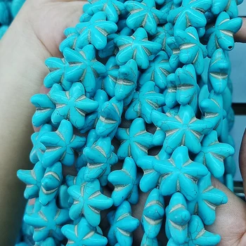 Dabīgā Akmens Zilā jūras zvaigzne Forma Biezumu 20mm Starfish Zaudēt Krelles Modes Pieņemšanas Kaklarotas, Rokassprādzes, Rotaslietas Šarmu Accessorie