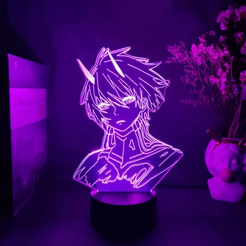 DARLING Ar FRANXX Statuetes Hiro LED Nakts Gaisma Guļamistaba Dekorēšana Nightlight Anime Dāvanu Galda 3d Lampu KODS 16 Attēls Hiro
