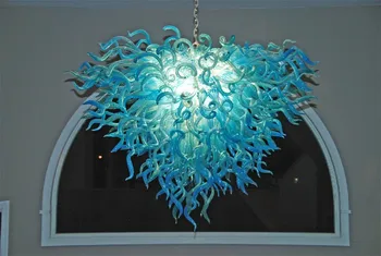 Dekoratīvās mākslas Zila AC 110v 120v LED Gaismas Avots Roku darbs Pūstā Stikla Lustra
