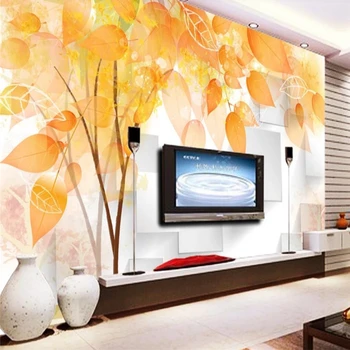 Dekoratīvās tapetes, Abstract koku 3D square TV fonā sienas gleznojums