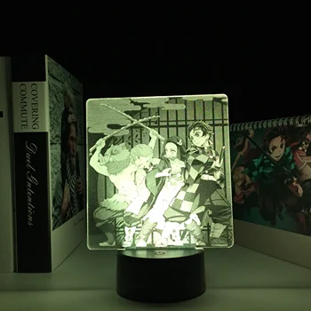 Demon Slayer 3D Anime, LED Lampas, divu Krāsu Bērna Istabas Dekors Dzimšanas dienas Dāvanu Manga Kimetsu Nav Yaiba Divu Toņu LED Galda Gaismas