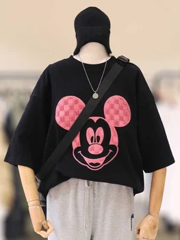 Disney M-4XL Lielajam T-krekli, Sieviešu Vasaras 2022 Jauns Moderns Zīmola Tshirts Sievietēm korejas Modes trīsdimensiju Drukas Topi
