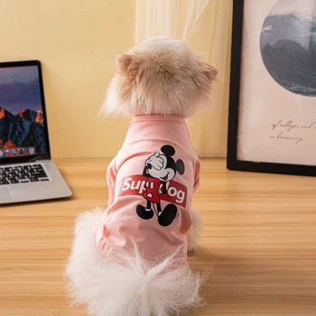 Disney Pet Piegādēm Modes Suņu Apģērbu Gudrs Mickey Mouse Kokvilnas Ērti Suns T-Kreklu, Mazo un Vidējo Suņu Āra Suns Mētelis
