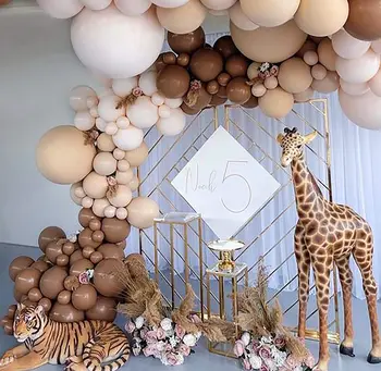 DIY Karameļu Kafijas Balonu Arkas Vainags Bērniem safari Baby Dušas Lāču Tēmu Dzimšanas dienas Neitrāls Savvaļas Vienu 1. Dzimšanas dienas fons