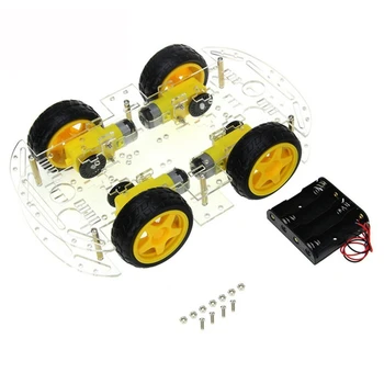 DIY Robots Smart Auto Šasijas Komplekts Arduino Disku Kontrolieris Valdes Stepper Motor Ātrums Encoder, 4 Riteni un Akumulatora Kaste
