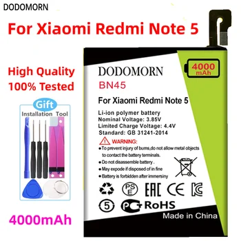 DODOMORN BN45 Uzlādējamo Akumulatoru Xiaomi Mi 2. Piezīme Redmi 5. Piezīme Mobilo Telefonu Augstas Kvalitātes +Izsekošanas Numuru Batteri