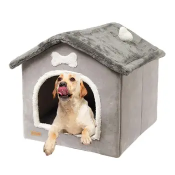 Dog House Telpās, Slēgtās Silts Plīša Gulēšanas Ligzdas Gulta Ar Noņemamu Polsterējumi Aptvēra Mazo Mājdzīvnieku Condos Indoor Cat Hideaway