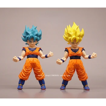 Dragon Ball Rīcības Attēls Super Saiyan Son Goku Dzelteni Mati un Zilas Matu Modeli Darbvirsmas Rotājumu, Rotaļlietu Bērniem Dāvanas
