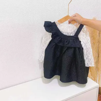 Droshipping Toddler Bērnu Princese Apģērbu Komplekts Mežģīņu T+Kleita Meitenēm Apģērbu Dzimšanas Dienas Svinības Bērniem, Bērnu Kopumu, Kostīms, Uzvalks